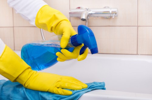 Step-by-step curtain cleaning process in a Rush Green property